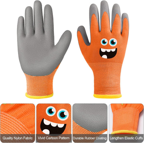 6 Pairs Kids Gardening Gloves Children Work Gloves Rubber Coated Garden Gloves for Kids Toddlers (Medium (Age 6-8))...