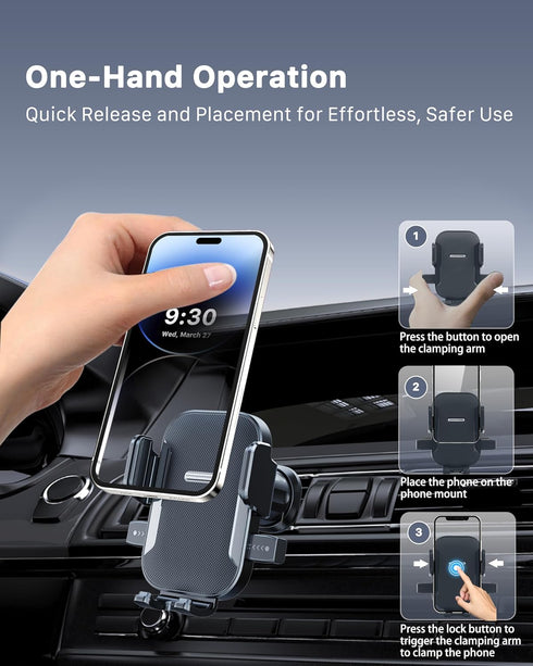 2024 Upgraded Generation Universal Phone Holder for Car, Stable,360° Rotate, Hands Free, Air Vent Car Mount Compatible with All iPhone Android Sma...