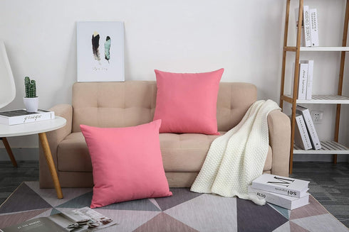 TangDepot Handmade Decorative Solid 100% Cotton Canvas Throw Pillow Covers/Cushion Covers, 45 Colors Available - (16"x16" 2 Pieces, Pink), 2 Count...