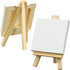 FIXSMITH 3x3 Inch Mini Stretched Canvas Easel Set- Bulk Pack of 12,Small Stretched White Blank Canvas Panels & Wood Easels for Painting Craft Draw...