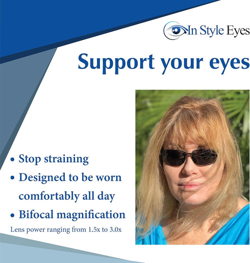 In Style Eyes Original Lovin Wrap Around Bifocal Reading Sunglasses - Rimless, UV Protection - Non-Polarized Lens - Black - 1.5x...