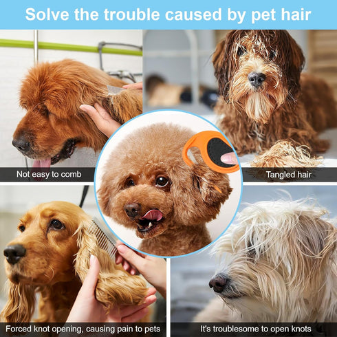 2Pcs Pet Knotting Comb for Cats - Knotting Comb Pet Grooming Tool for Dogs Cat Knot Remover Tangled and Loose Hair with 2 Pcs Pet Hair Comb Tear S...