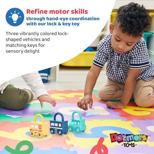 Dazmers Lock and Key Toy - Kids Educational Toy with 3 Locks (3.5x2.7 inches) and 3 Keys (3x1.3 inches) - Unique Way for Toddlers to Learn Numbers...
