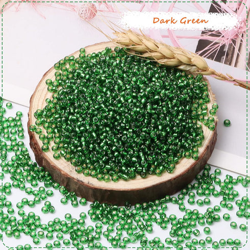 10000pcs Glass Seed Beads Bulk,2mm 12/0 Craft Seed Beads Small Pony Beads for DIY Craft Projects Bracelets Necklace Jewelry Making - Dark Green Wa...