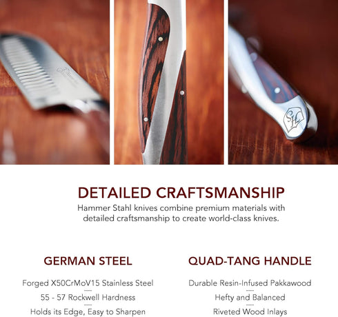 Hammer Stahl 3.5 Inch Paring Knife | Versatile Fruit Knife for Garnishing, Peeling, and More | Small Kitchen Knife for Vegetables and Fruits | Erg...