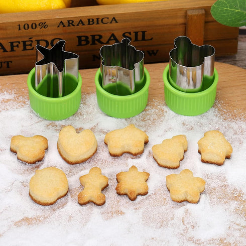 NEW LIVE 35 Pack Cookie Cutters Vegetable Fruit Cutter Shapes Stamps Mold Mini Cookie Cutters...