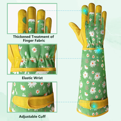 Velway Long Gardening Gloves for Women - Thorn Proof & Rose Pruning Forearm Protection Garden Gloves - Breathable Leather Long Garden Gloves Gifts...