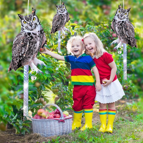 Owls to Keep Birds Away, 2Pcs Hanging Owl with Reflective Tape for Garden Patio, Cardboard Hanging Owl Bird Scare Reflective Hanging Decoration to...