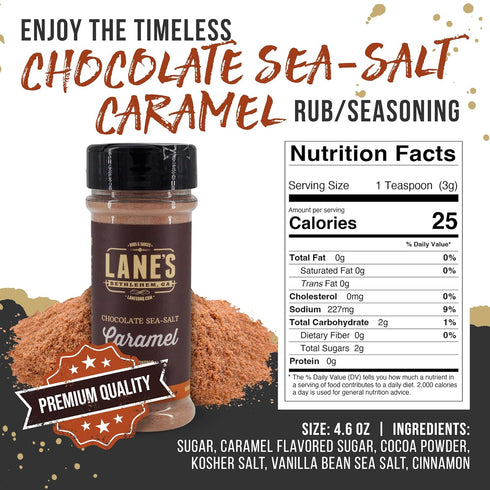 Lane's Chocolate Sea-Salt Caramel Seasoning, All-Natural Sea Salt Caramel Chocolate Seasoning for Cake, Hot Beverages & Popcorn Flavoring Seasonin...