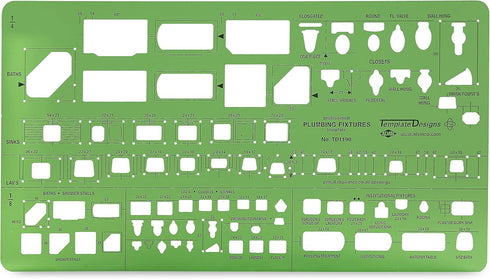 ALVIN, TD1190, Plumbing Fixtures Template, Drawing and Drafting Tool for Artists, Architects, Design and Drafting, 1/4 and 1/8 Inches Scale...