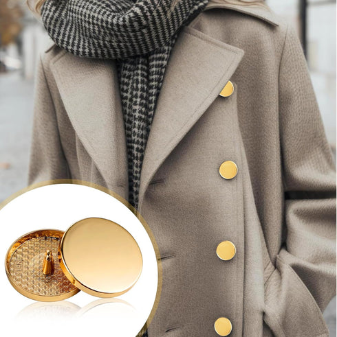 18pcs Metal Flat Button Gold Buttons for Blazers Golden Coat Buttons Round Shaped Sewing Button for Suit Coat Shirt Jackets Craft 15mm 20mm 25mm...