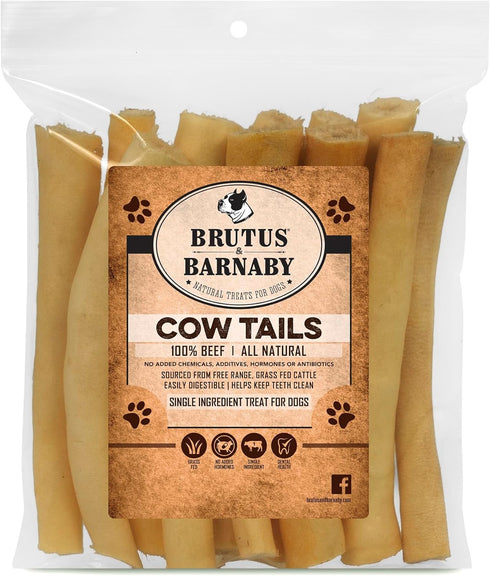 BRUTUS & BARNABY 100% Natural Cow Tails Dog Treat - Our Healthy Cow Tails for Dogs are Easy to Digest, Chemical & Hormone Free - Thick & Hearty Ch...