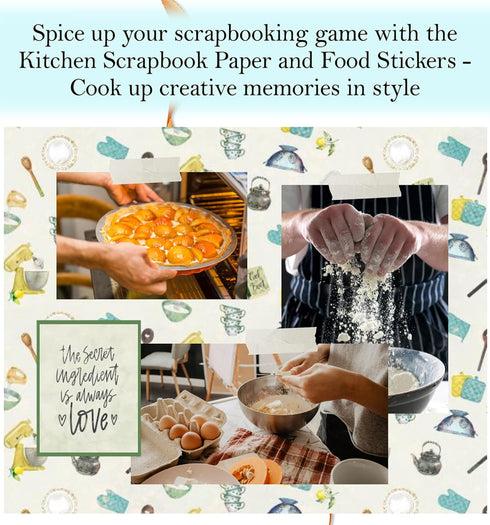 Kitchen Scrapbook Paper - Cooking Scrapbook Kit Cardstock with Kitchen Tools, Lemon, Herbs, Spices Designs - Double Sided 12x12 Cooking Scrapbook ...