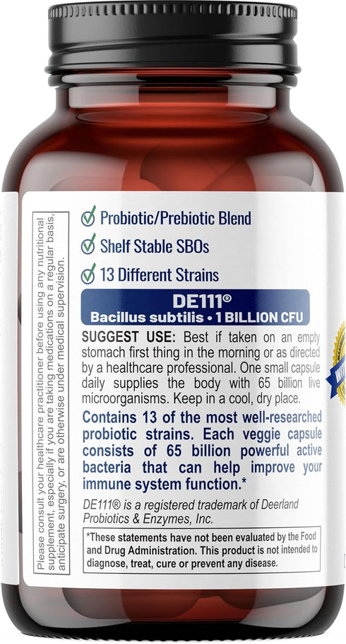 Ultimate Digestive Health Probiotic - 65 Billion CFU, 13 Probiotic Strains, SBOs, Prebiotic | Immune Support | Men & Women | Digestive Health Prob...