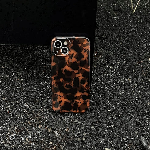 Tortoise Shell Retro Phone Case Compatible with iPhone 14 Pro Chic Amber Brown Leopard Stylish Classic Soft Slim Protective Cover for iPhone 14pro...
