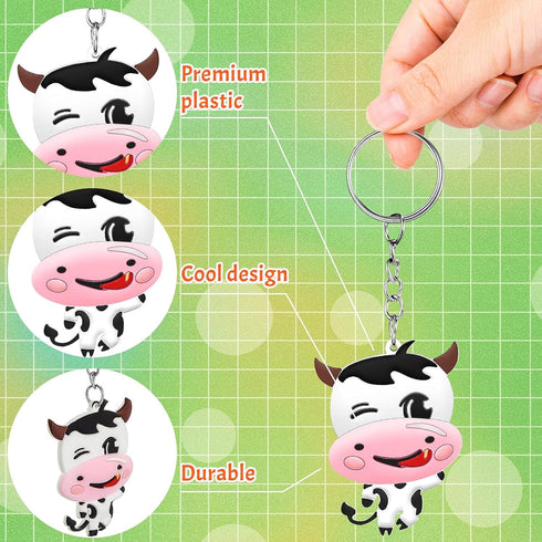 MTLEE Cow Party Favors Cute Rubber Cow Keychain Farm Laughing Cow Animal Cow Baby Keychains for Boys Girls Teens School Carnival Rewards Baby Show...