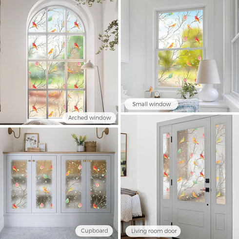 Coavas Privacy Window Film Non-Adhesive Translucent Bird Window Film Decorative Glass Film Static Cling Film Bird Windows Stickers for Home Office...