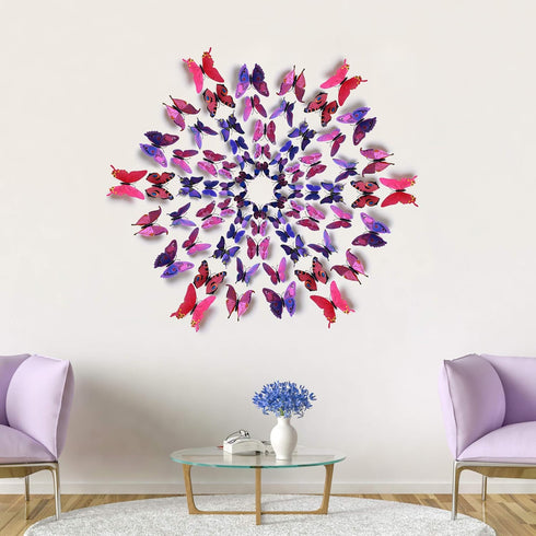 Amaonm® 60 Pcs 5 Packages Beautiful 3D Butterfly Wall Decals Removable DIY Home Decorations Art Decor Wall Stickers & Murals for Babys Bedroom Tv ...