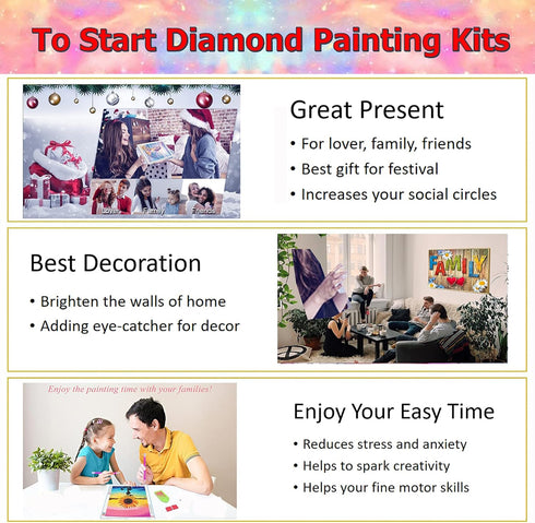 YALKIN Diamond Painting Kits for Adults, Family Diamond Art(31.5x11.8inches) Full Drill Crystal Rhinestone Embroidery Pictures, Wall Decor Stress ...