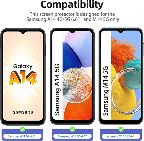 NEW'C [3 Pack Designed for Samsung Galaxy A14 5G/4G, M14 5G Screen Protector Tempered Glass, Anti Scratch, Bubble Free, Ultra Resista Transparent....