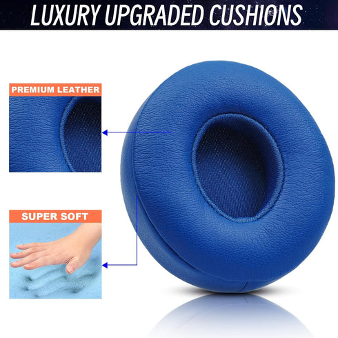 Replacement Ear pads for Beats Solo 3 Wireless Headphones & Beats Solo2 Headphones, Soft Protein Leather, Increase thickness (Blue)...