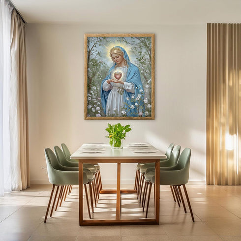 Posterizer 1 pcs-serene symbolic depiction of the Sacred Heart of Mary 3-Religious Posters Gift For Buddhism Meditation philosophy Fans- unframed ...