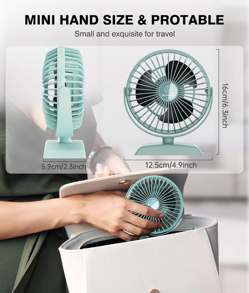 JZCreater Desk Fan, USB Desk Fan, 3 Speeds with Strong Airflow, 4.9 Inch Quiet Small Portable Table Fan, 360° Rotate Personal Cooling Fan For Bedr...