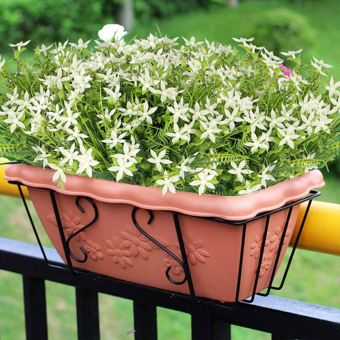 6Pcs Artificial UV Resistant Flowers Outdoor Fake Plants Flowers Star Jasmine White Greenery Plastic Flowers Farmhouse Plants Shrubs for Hanging P...