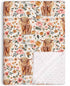 Highland Cow Boho Floral Baby Blanket Unisex, Soft Newborn Minky Blankets with Double Layer Dotted Backing, Farmhouse Themed Receiving Blankets, T...