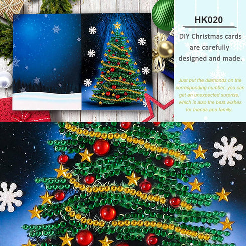 DIY 5D Diamond Painting Christmas Cards 4 Pcs, Round Drill Greeting Cards Creative, Handmade Merry Christmas Card Gifts for Family Friends and Lov...