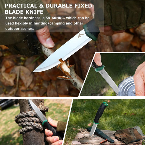 FLISSA Bushcraft Knife, Fixed Blade Knife with Nylon Sheath, Stainless Steel Blade, Ideal for Camping, Backpacking, Fishing, Hiking or Survival, 4...