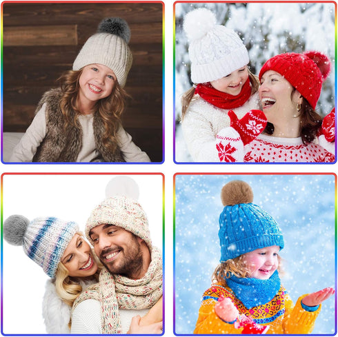 BQTQ 26 Pieces Faux Rabbit Fur Pom Pom Fluffy Pompom Balls with Elastic Loop for Hats Keychain Scarves Gloves Bags Accessories(13 Soft Colors, 2 P...