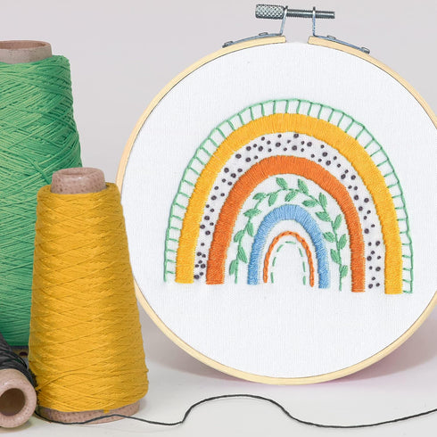Dimensions 72-76917 Mod Rainbow Embroidery Needlepoint Kit for Beginners, 6" D, Multicolor, 5pcs......