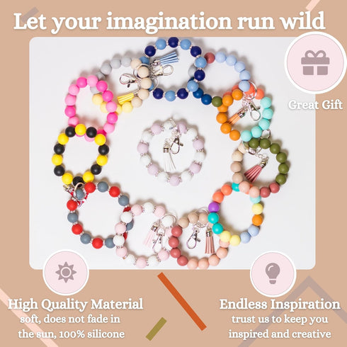 210Pcs Silicone Beads 12mm Silicone Beads for Keychain Making Bulk 30 Colors Loose Round Rubber Beads for Pens Necklace Bracelet Making Kit Jewelr...