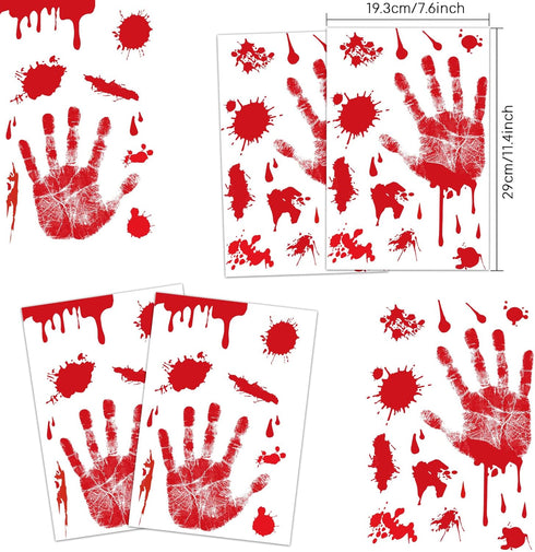 KUUQA 4 Pcs Bloody Handprint Clings Horror PVC Stickers Decals for Halloween Decorations...
