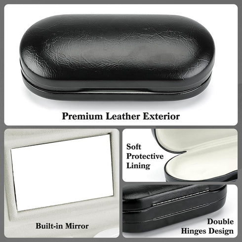 2 in 1 Contact Lens Case and Glasses Case,Double Sided Dual Use Design with Mirror, Tweezer and Contact Lens Solution Bottle,Portable Soak Storage...