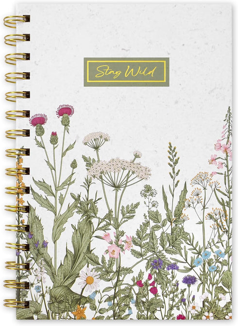 Vintage Wildflower Spiral Journal Notebook 80 Sheets A5 Retro Floral Flower College Ruled Notebook Strong Twin-Wire Binding with Premium Paper for...