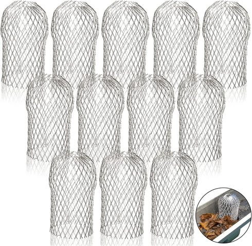 DEAYOU 12 Pack Gutter Guard Strainer, Downspout Rain Protector, Rustproof Gutter Drain Cover for Stop Leaf Debris Blockage...