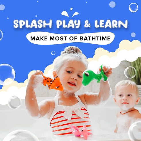 Dinosaur Bath Toys No Holes, Mold Free Baby Bath Toys for Toddlers 1-3, Dino Bath Toys for Tub,Beach,Pool, BPA-Free, Dishwasher-Safe, Infant Batht...