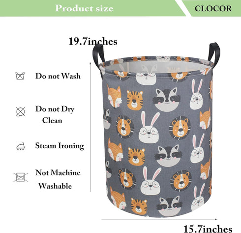 Kids Laundry Basket,Collapsible Fabric Storage Container,Baby Nursery Hamper for Boys,Kids Toys Bucket,Room Decor,Gift Basket(Animal Heads)...