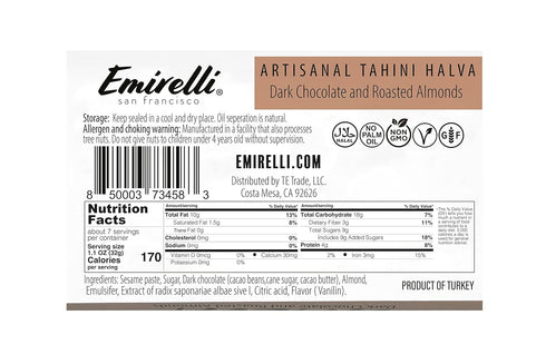 Emirelli Artisanal Halva Dessert – Authentic Middle Eastern Candy Turkish Sweets – Vegan Candy 55%-Tahini Halwa - Halvah Traditional International...
