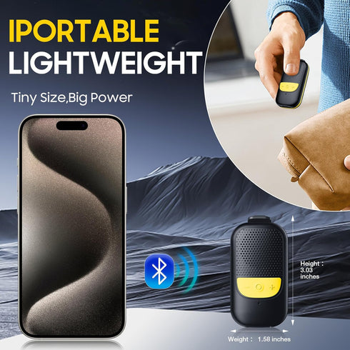 Temdan Wearable Bluetooth Speaker, Clip-On Portable Speaker with Built-in Mics for Hands-Free Music and Calls, Up to 10 Hours Battery Life,Mini Ou...