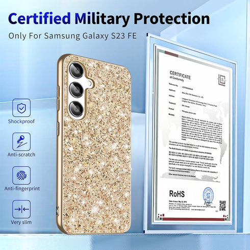 S23 FE Glitter Case for Samsung Galaxy S23 FE 5G Phone Case for Women Girls, Slim Ultra Thin Matte Back Shockproof Protective Cover for Samsung S2...