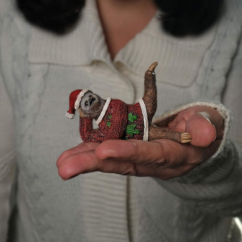 Yoga Sloth Figurines in Ugly Christmas Sweaters 3" - Polyresin Mini Statue for X-mas Home Decoration, Secret Santa White Elephant Gift Exchange...