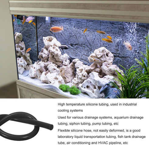 1m(3.3ft) 3mm(1/8") ID x 4.8mm(3/16") OD Silicone Tubing Black Industrial Plastic Tubing Pure Silicone Hoses for Pump Siphoning Draining Irrigatio...