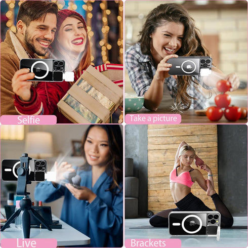 Magnetic Case for iPhone 12 Pro Max Case Clear with LED Selfie Light for iPhone 12 Pro Max Case Compatible TIK Tok/Stream/Makeup/Live/Video- Selfi...