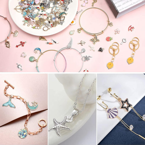 SANNIX 500Pcs Charms Bulk Wholesale Assorted Gold Plated Enamel Pendants Earring for Bracelet Necklace DIY Jewelry Making Craft Supplies...