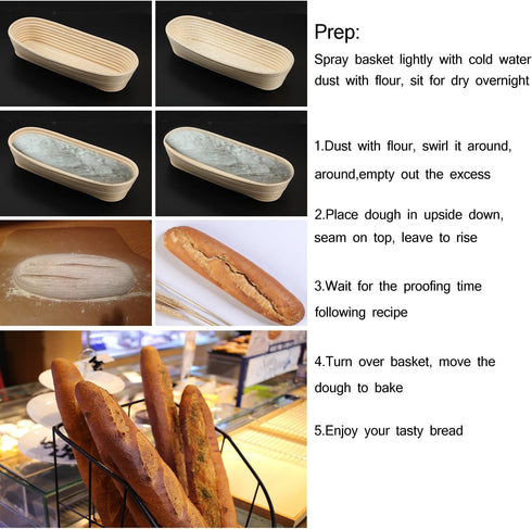 ANPHSIN 13" Banneton Bread Proofing Basket - Sourdough Basket Loaf Brotform, Oval Dough Rising Bowl with Liner for Homemade Bread Making Baking Su...