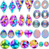 26 Pieces Geometric Shape Earring Blanks Charms Stainless Steel Rainbow Color Blank Pendants Stamping Dangles for DIY Necklace Crafts Jewelry Maki...