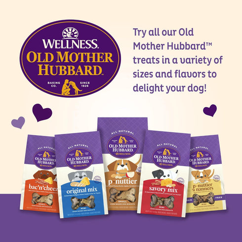 Old Mother Hubbard Wellness Wholesome Indulgences Peanut Butter & Banana Flavor Natural Dog Treats, 10 Ounce Bag...